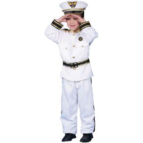 Dress Up America Navy Admiral Costume - White Ship Captain Uniform for kids - Boat Captain Costume Set for Boys and Girls