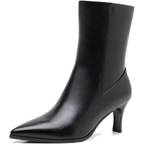 Ankle Boots for Women Pointd Toe Leather Stiletto Heel Booties Shoes