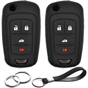 2pcs Compatible with Chevy Chevrolet Equinox Cruze Impala Camaro Malibu Limited Buick Encore Lacrosse Regal Verano GMC Terrain Key Fob Cover Case Key Chain Holder