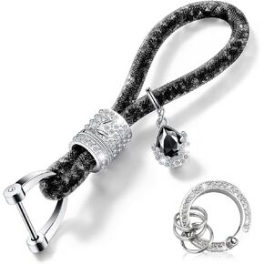 Miytsya 1 PC B-ling Crystal Car Keychain, Keychain Accessories with B-ling Rhinestones, Car Key Chains Glitter Key Ring for Women (Black)