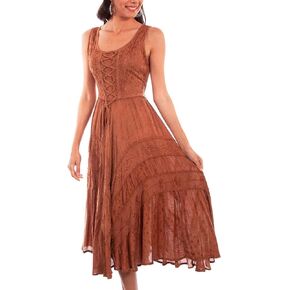 Scully Ash Grey Full Length Lace-Up Front Womens Sleeveless Dress HC118