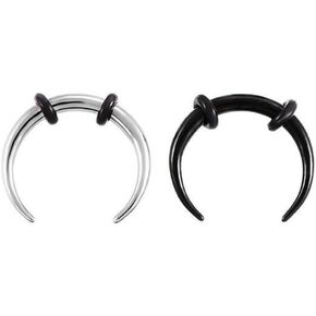 DATOA Pincher Tapers Septum Rings C-Shape Buffalo Stretcher Expander with Black O-Rings Nose Ear Cartilage Nipple Piercing Jewelry