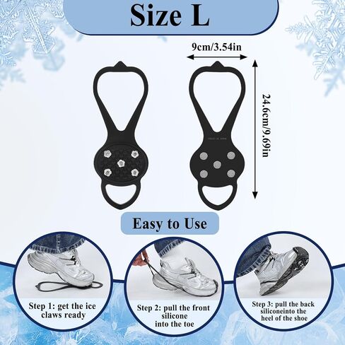Universal Non Slip Gripper Spike, Ice Traction Cleats with Steel Studs Crampon, Walk Traction Cleat, Ice Snow Grips with 5 Steel Studs Cleats for Ice Sports Walking Running Hunting Fishing (Size L) in Saudi Arabia
