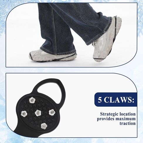 Universal Non Slip Gripper Spike, Ice Traction Cleats with Steel Studs Crampon, Walk Traction Cleat, Ice Snow Grips with 5 Steel Studs Cleats for Ice Sports Walking Running Hunting Fishing (Size L) in Saudi Arabia