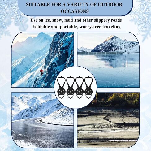 Universal Non Slip Gripper Spike, Ice Traction Cleats with Steel Studs Crampon, Walk Traction Cleat, Ice Snow Grips with 5 Steel Studs Cleats for Ice Sports Walking Running Hunting Fishing (Size L) in Saudi Arabia