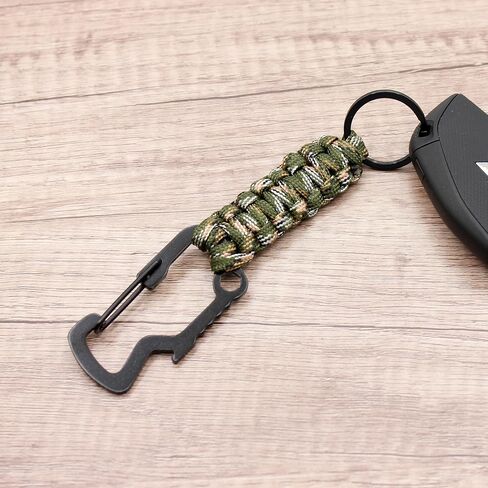 Elite Survival Keychain made from Paracord - Carabiner, Keyring, and Bottle Opener - Outdoors, Emergency, & Camping Accessory in Saudi Arabia