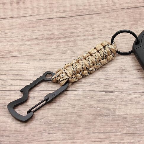 Elite Survival Keychain made from Paracord - Carabiner, Keyring, and Bottle Opener - Outdoors, Emergency, & Camping Accessory in Saudi Arabia