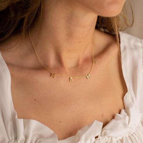 BAYLAY Mama Necklaces for Women - 18K Gold Plated Dainty Mom Necklace Choker Necklaces Cute Mama Pendant Necklace Non Tarnish Christmas Gifts for Mom New Mom Gifts for Women Dainty Jewelry in Saudi Arabia