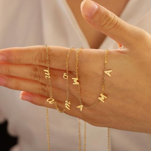BAYLAY Mama Necklaces for Women - 18K Gold Plated Dainty Mom Necklace Choker Necklaces Cute Mama Pendant Necklace Non Tarnish Christmas Gifts for Mom New Mom Gifts for Women Dainty Jewelry in Saudi Arabia