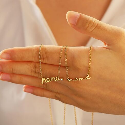 BAYLAY Mama Necklaces for Women - 18K Gold Plated Dainty Mom Necklace Choker Necklaces Cute Mama Pendant Necklace Non Tarnish Christmas Gifts for Mom New Mom Gifts for Women Dainty Jewelry in Saudi Arabia