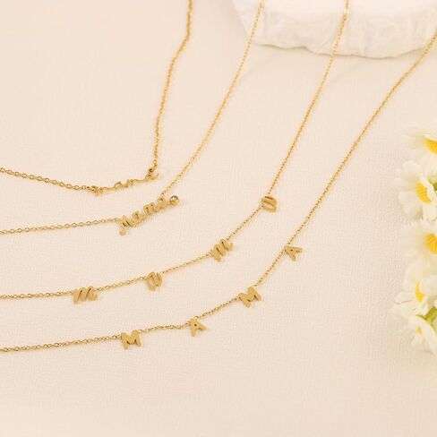 BAYLAY Mama Necklaces for Women - 18K Gold Plated Dainty Mom Necklace Choker Necklaces Cute Mama Pendant Necklace Non Tarnish Christmas Gifts for Mom New Mom Gifts for Women Dainty Jewelry in Saudi Arabia