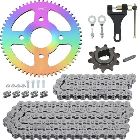 420 Chain with 60 Tooth Sprocket 40mm Bore for Coleman Mini Bike CT200U BT200X CT200U-EX Baja Warrior TrailMaster MB200 Axis M200 196cc 200cc 6.5hp Parts Jackshaft Front Drive Chain 42 Link 90L in Kuwait
