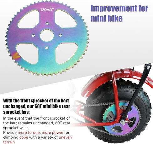 420 Chain with 60 Tooth Sprocket 40mm Bore for Coleman Mini Bike CT200U BT200X CT200U-EX Baja Warrior TrailMaster MB200 Axis M200 196cc 200cc 6.5hp Parts Jackshaft Front Drive Chain 42 Link 90L in Kuwait