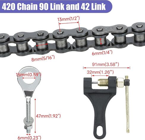 420 Chain with 60 Tooth Sprocket 40mm Bore for Coleman Mini Bike CT200U BT200X CT200U-EX Baja Warrior TrailMaster MB200 Axis M200 196cc 200cc 6.5hp Parts Jackshaft Front Drive Chain 42 Link 90L in Kuwait