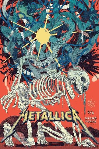 BUY ART FOR LESS Officially Licensed Metallica Grand Forks Skeleton Crawl 24 x 36 Inch Art Poster - Decorative Print - Poster Paper - Ready to Frame in Saudi Arabia