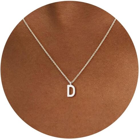 قلادات أولية للنساء - قلادة فضية أولية مطلية بالذهب الأبيض عيار 14 قيراط مع الأحرف الأولى، قلادة حرف Monogram للنساء in Kuwait