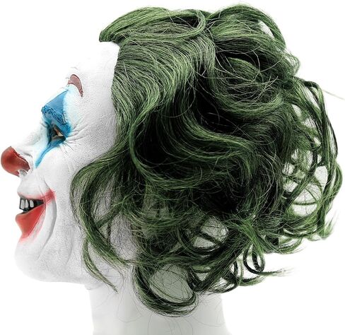 أقنعة الهالوين اللاتكس للرجال من Aolamegs، قناع ابتسامة مع شعر أخضر للبالغين، أزياء تنكرية للمهرج، وملابس الحديقة، ودعامات الحفلات في الفناء (JK24) in Kuwait