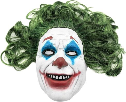 أقنعة الهالوين اللاتكس للرجال من Aolamegs، قناع ابتسامة مع شعر أخضر للبالغين، أزياء تنكرية للمهرج، وملابس الحديقة، ودعامات الحفلات في الفناء (JK24) in Kuwait