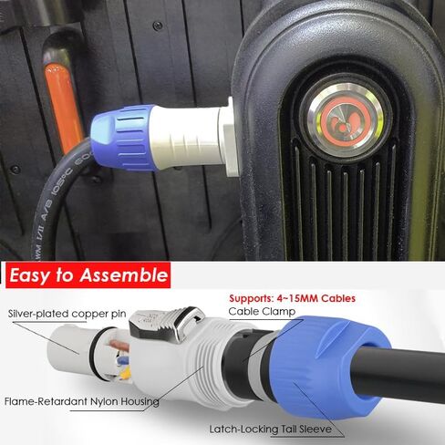 4-Pack 3-Pin AC PowerCon Male Connectors، ABS متين مقاوم للهب، تركيب سريع للتوصيل والتشغيل، نقل طاقة مستقر، مقاومة عالية للتآكل، مثالية لأضواء الشعاع/المسرح in Kuwait