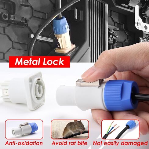 4-Pack 3-Pin AC PowerCon Male Connectors، ABS متين مقاوم للهب، تركيب سريع للتوصيل والتشغيل، نقل طاقة مستقر، مقاومة عالية للتآكل، مثالية لأضواء الشعاع/المسرح in Kuwait
