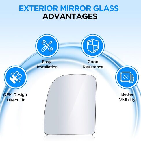BDFHYK Passenger Right Side Upper Mirror Glass Compatible With F-250 350 450 550, Econoline, Excursion, E-Series Side View Exterior Mirror(Right Upper) in Saudi Arabia