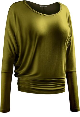 Women's Boat Neck Long Sleeve BatWing Dolman Top Premium Shirt in Saudi Arabia