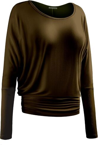 Women's Boat Neck Long Sleeve BatWing Dolman Top Premium Shirt in Saudi Arabia