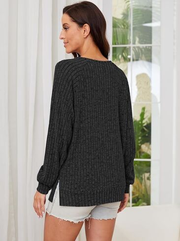 بلايز نسائية موضة خريف 2023 سويت شيرت للنساء سترات قمصان طويلة الأكمام رقبة على شكل حرف V ملابس للسيدات بلوزات غير رسمية أنيقة تونيك عصري أسود كبير in Kuwait