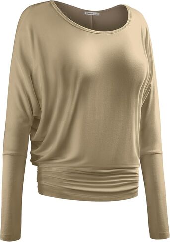Women's Boat Neck Long Sleeve BatWing Dolman Top Premium Shirt in Saudi Arabia