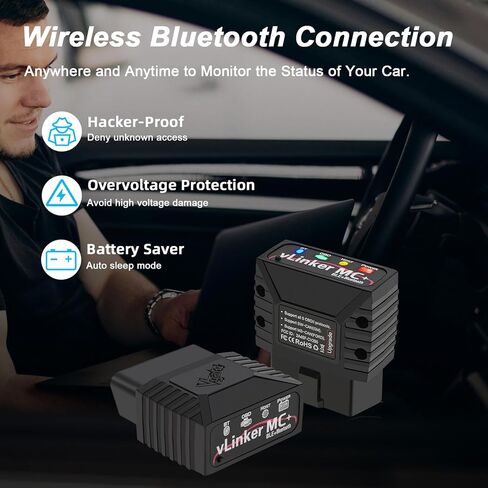 V-gate vLinker MC+ OBDII Bluetooth Adapter Car Wireless OBD2 Scanner All Systems Diagnostic Scan Tool and Code Reader Clear Faults Hacker-Proof for iOS, Android &Windowns in Saudi Arabia