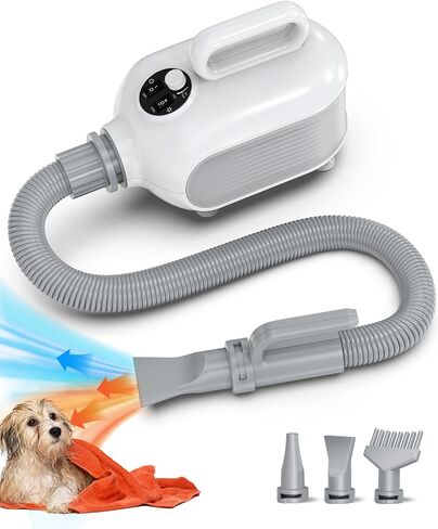 SISIGAD Dog Dryer, Professional Dog Hair Dryer, High Velocity Blow Dryer for Dogs with 3 Nozzles, Adjustable Speed and Temperature Perfect for Your Dogs, Cats, Furfriends Home Salon Grooming in Saudi Arabia