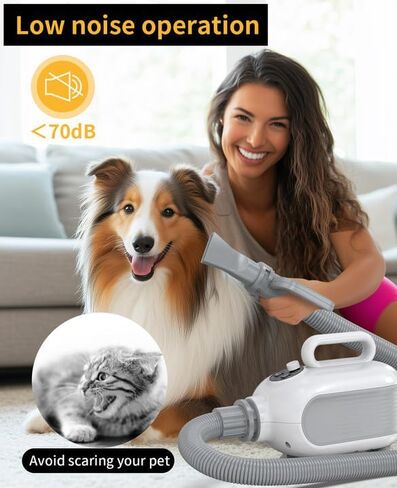 SISIGAD Dog Dryer, Professional Dog Hair Dryer, High Velocity Blow Dryer for Dogs with 3 Nozzles, Adjustable Speed and Temperature Perfect for Your Dogs, Cats, Furfriends Home Salon Grooming in Saudi Arabia