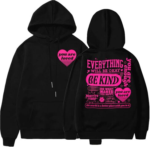 TAOHONG You Are Loved Women's Graphic Hoodies Preppy Sweatshirts Mental Health For Teen Girls Drawstring Pullover Tops in Saudi Arabia