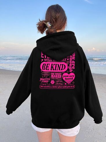 TAOHONG You Are Loved Women's Graphic Hoodies Preppy Sweatshirts Mental Health For Teen Girls Drawstring Pullover Tops in Saudi Arabia