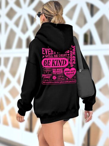 TAOHONG You Are Loved Women's Graphic Hoodies Preppy Sweatshirts Mental Health For Teen Girls Drawstring Pullover Tops in Saudi Arabia