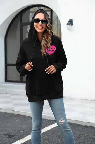 TAOHONG You Are Loved Women's Graphic Hoodies Preppy Sweatshirts Mental Health For Teen Girls Drawstring Pullover Tops in Saudi Arabia