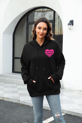 TAOHONG You Are Loved Women's Graphic Hoodies Preppy Sweatshirts Mental Health For Teen Girls Drawstring Pullover Tops in Saudi Arabia