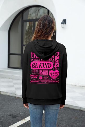 TAOHONG You Are Loved Women's Graphic Hoodies Preppy Sweatshirts Mental Health For Teen Girls Drawstring Pullover Tops in Saudi Arabia