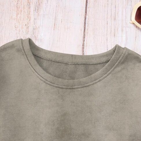 Oversized Vintage Crewneck Sweatshirt For Women Cotton Distressed Acid Wash Pullover Solid Color Long Sleeve Shirts in Saudi Arabia