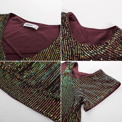 JASAMBAC Women's Sparkle Sequin Tops Shimmer Glitter Loose Cold Shoulder Party Tunic Batwing Dolman Dressy Tops in Saudi Arabia