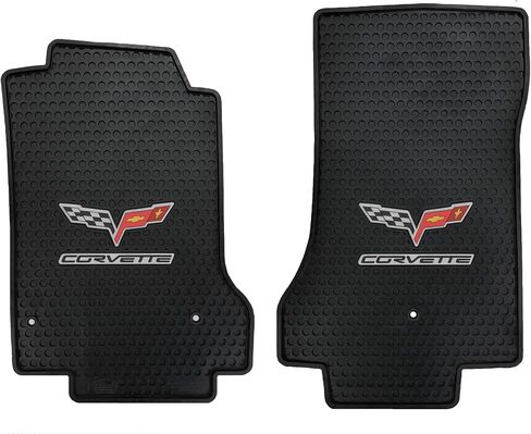 Lloyd Mats Heavy Duty Signature Rubber All Weather Floor Mats for Corvette C6 2005-2007.5 (Post Fastener) (2PC - Fronts, Black) in Kuwait