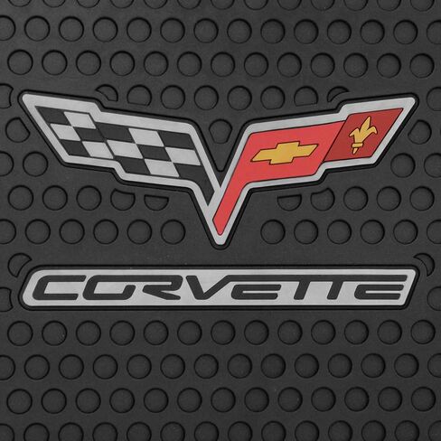 Lloyd Mats Heavy Duty Signature Rubber All Weather Floor Mats for Corvette C6 2005-2007.5 (Post Fastener) (2PC - Fronts, Black) in Kuwait