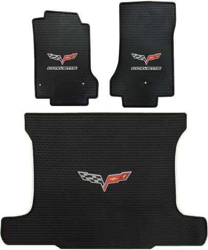 Lloyd Mats Heavy Duty Signature Rubber All Weather Floor Mats for Corvette C6 2005-2007.5 (Post Fastener) (2PC - Fronts, Black) in Kuwait