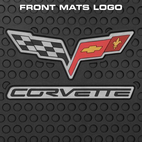 Lloyd Mats Heavy Duty Signature Rubber All Weather Floor Mats for Corvette C6 2005-2007.5 (Post Fastener) (2PC - Fronts, Black) in Kuwait