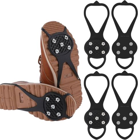 Universal Non Slip Gripper Spike, Ice Traction Cleats with Steel Studs Crampon, Walk Traction Cleat, Ice Snow Grips with 5 Steel Studs Cleats for Ice Sports Walking Running Hunting Fishing (Size M) in Saudi Arabia