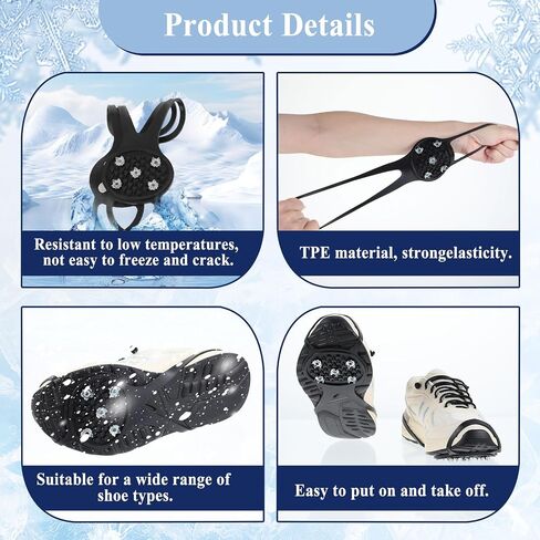Universal Non Slip Gripper Spike, Ice Traction Cleats with Steel Studs Crampon, Walk Traction Cleat, Ice Snow Grips with 5 Steel Studs Cleats for Ice Sports Walking Running Hunting Fishing (Size M) in Saudi Arabia
