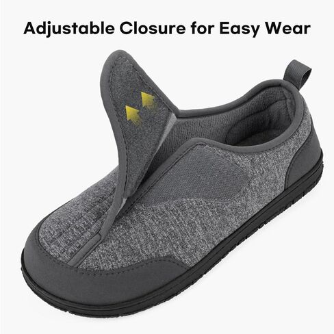 LongBay Men's Wide Slippers Adjustable Diabetic House Shoes Comfy Swollen Edema Slippers Indoor Outdoor in Kuwait