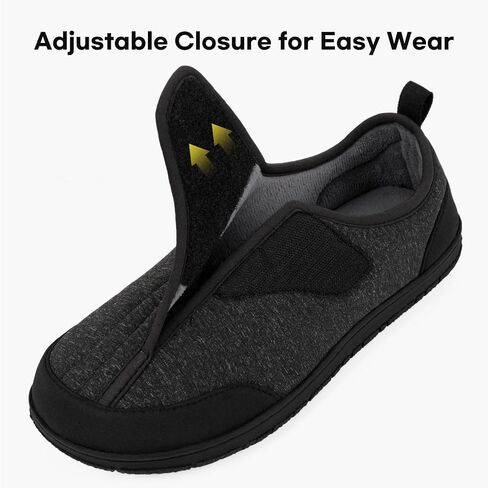 LongBay Men's Wide Slippers Adjustable Diabetic House Shoes Comfy Swollen Edema Slippers Indoor Outdoor in Saudi Arabia