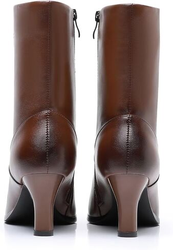 Ankle Boots for Women Pointd Toe Leather Stiletto Heel Booties Shoes in Kuwait