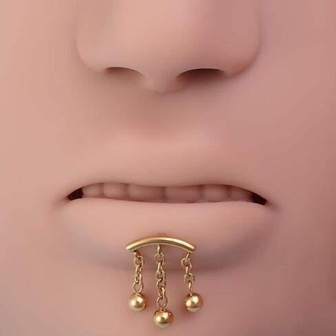 2Pcs 16G Chains Dangle Stainless Steel Lip Rings Cartilage Stud Earrings Dangling Tassel Conch Helix Tragus Studs Earrings Medusa Piercing Jewelry for Women in Saudi Arabia
